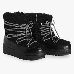 Avenue NWT Women's Wide Width Darby Faux Fur Lace Up Winter Boots Black Size 8 W